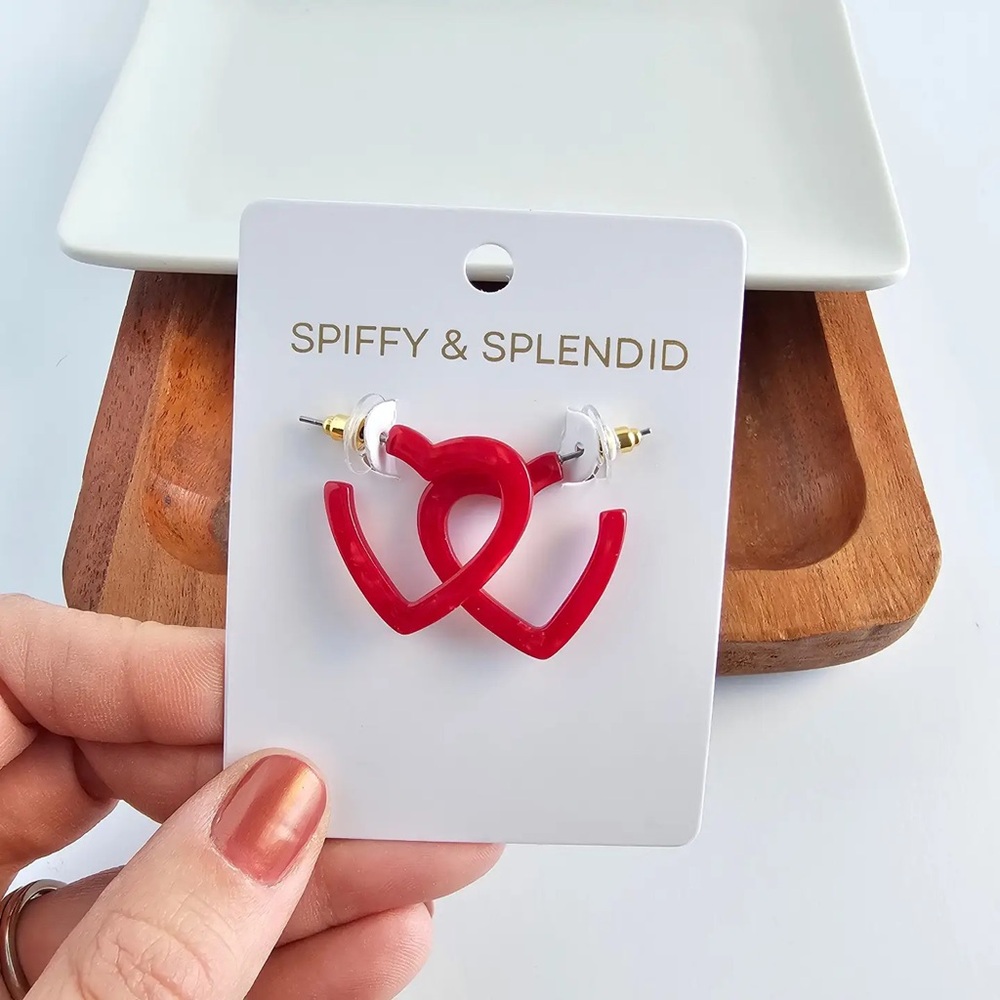 New Spiffy and Splendid Mini Heart Hoops | Red | Lightweight